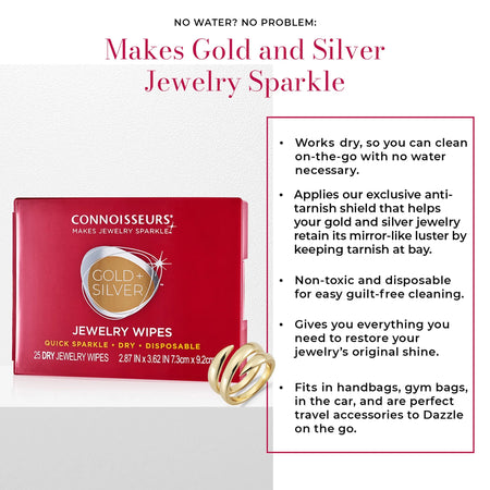 Gold & Silver Jewelry Cleaning Wipes, Red Compact, 25Ct Dry Disposable Wipes Clean and Polish Gold and Silver Jewelry